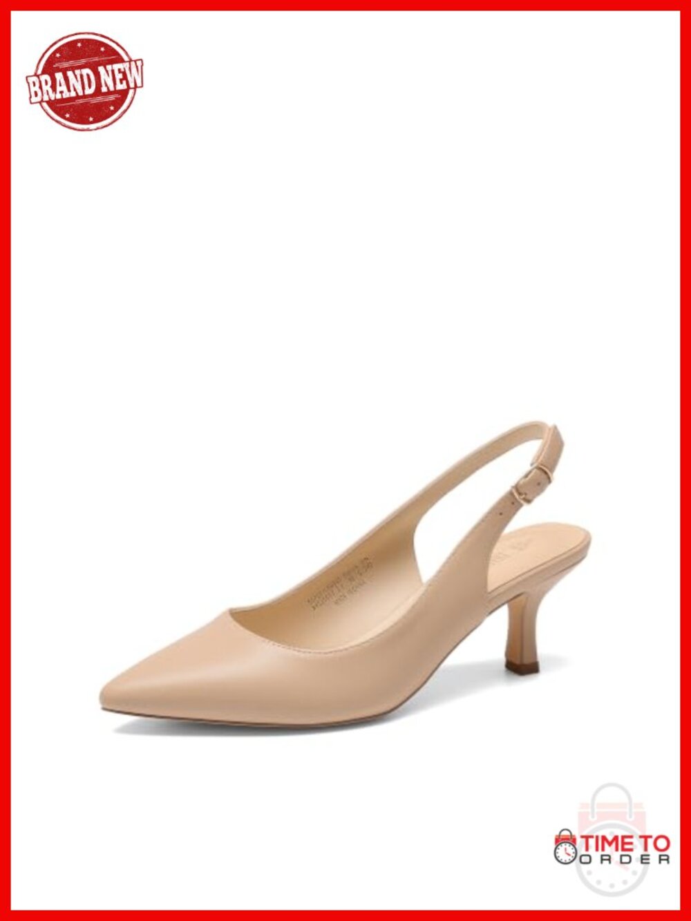 Women's Kitten Slingback Heels Pointed Toe Pumps Faux Leather